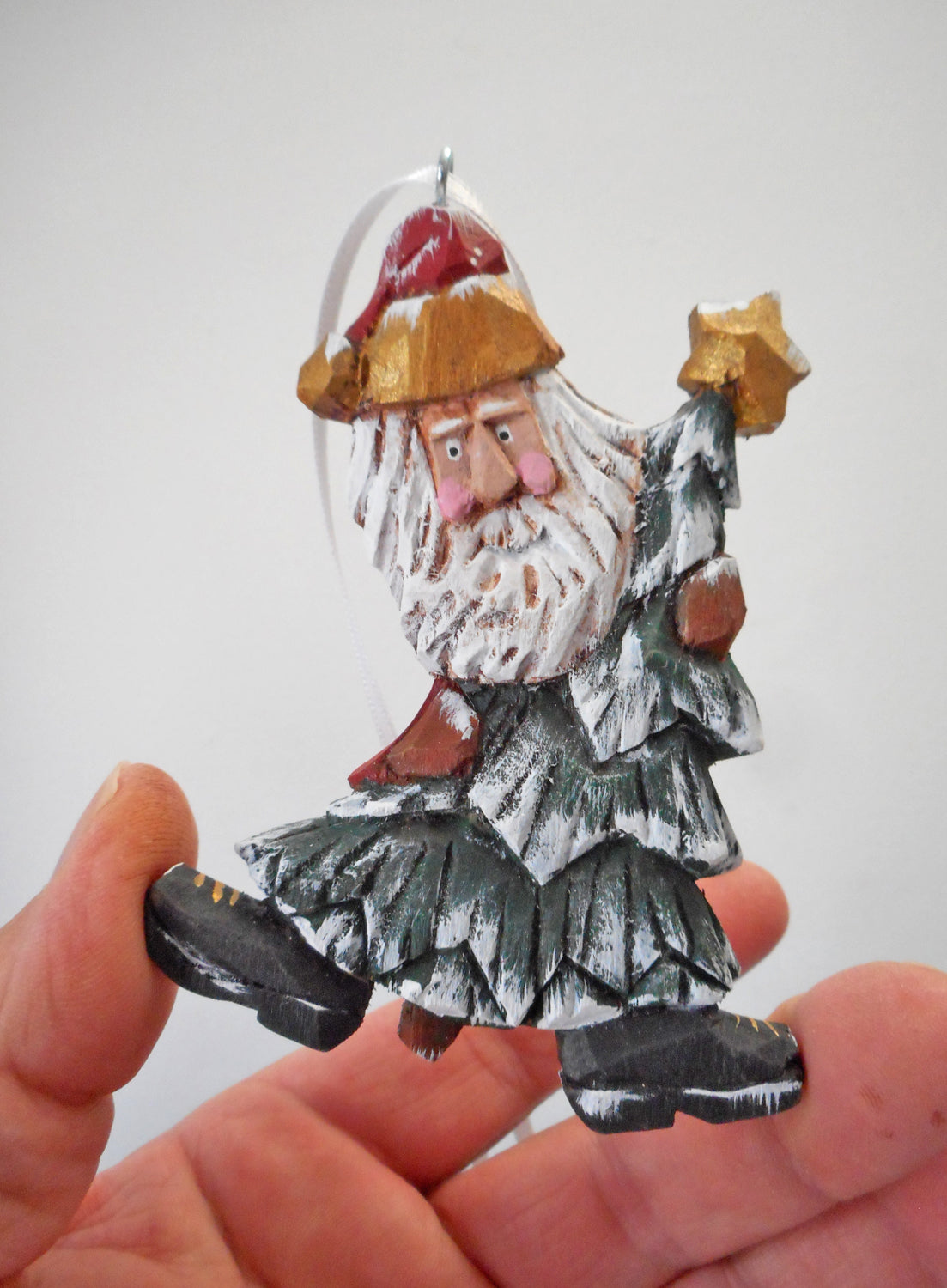 Wood Folk Art Santa Claus Ornament