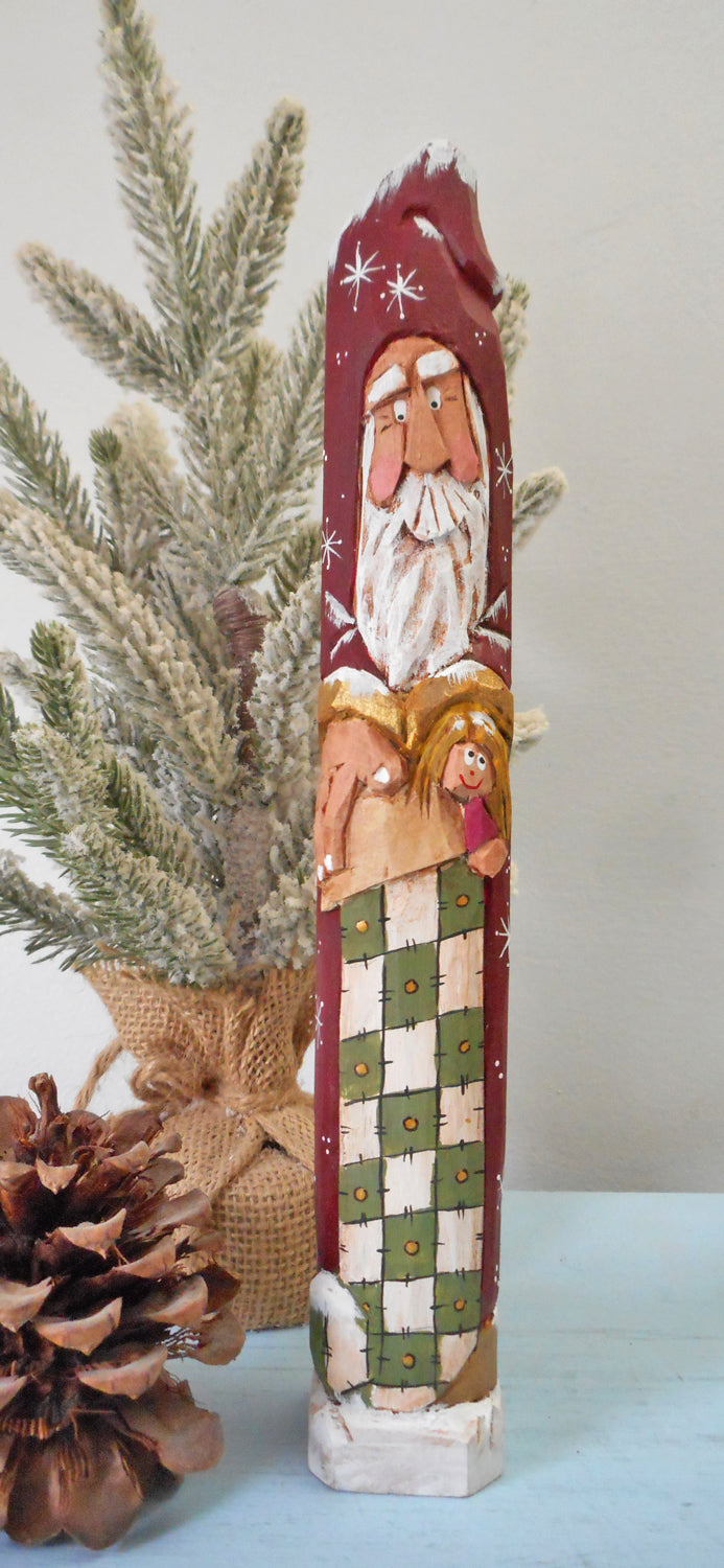Wooden Pencil Santa Claus with Stocking