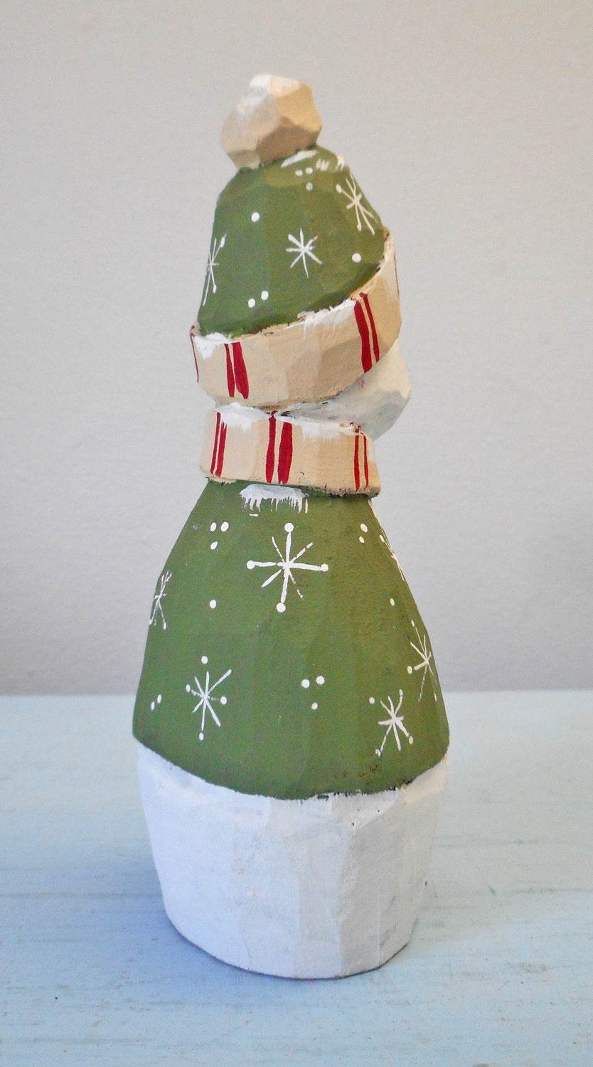 Wooden Snowman with heart and Cardinal decoration