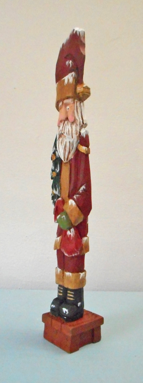 Santa Claus Woodcarving with Tree