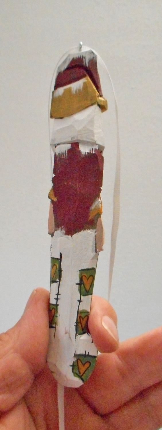 Wooden Santa in Christmas stocking Ornament