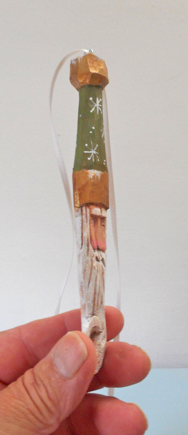Hand Carved Santa Claus Ornament
