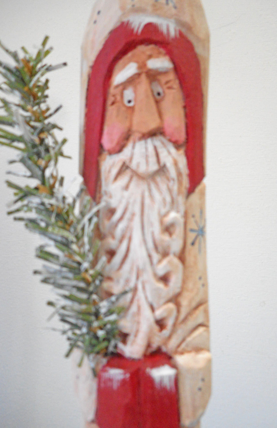 Hand Carved Belsnickle Santa Claus with Tree