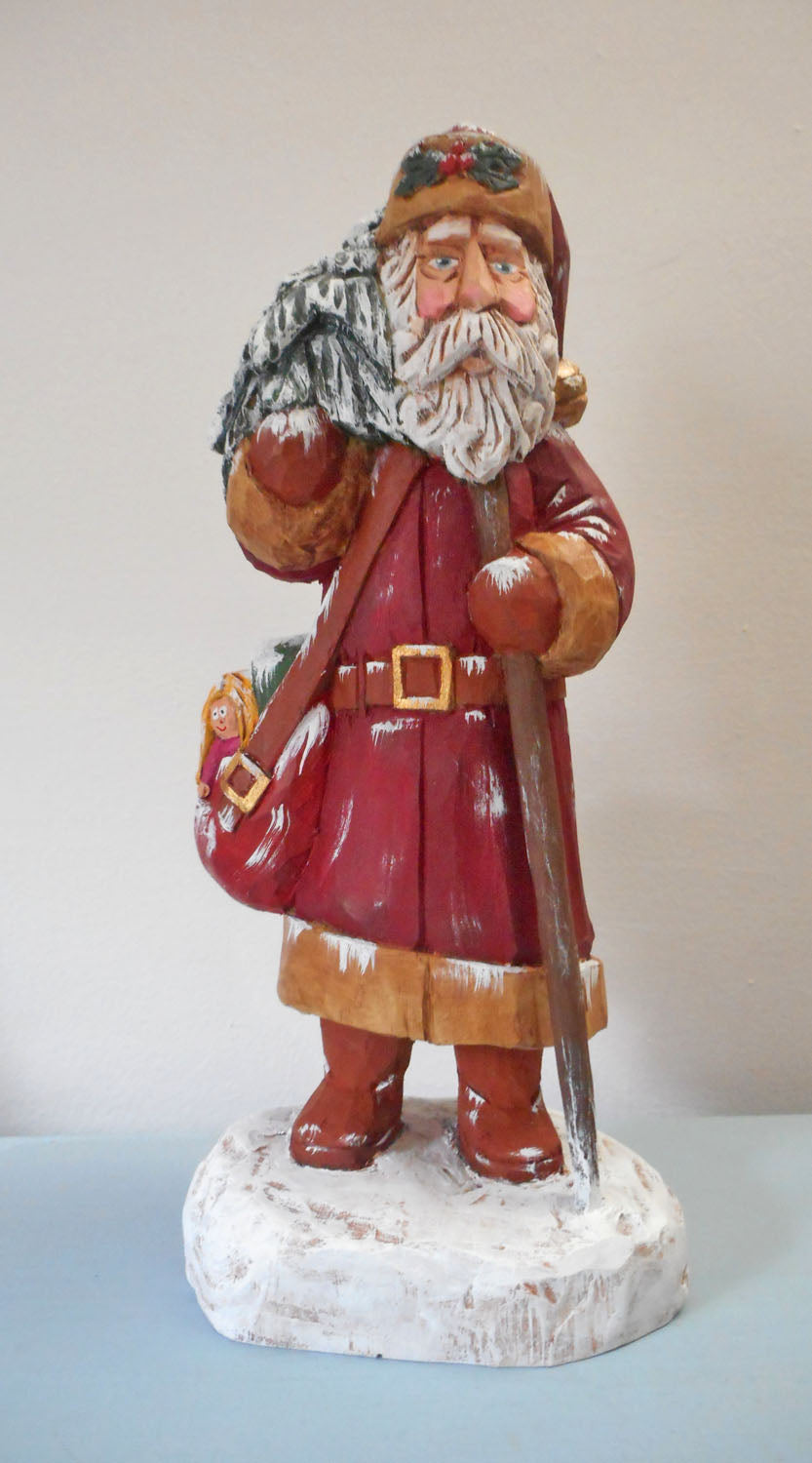 Christmas Traveler Santa Claus Sculpture