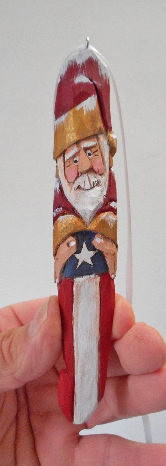 Patriotic Stocking Santa Claus Ornaments