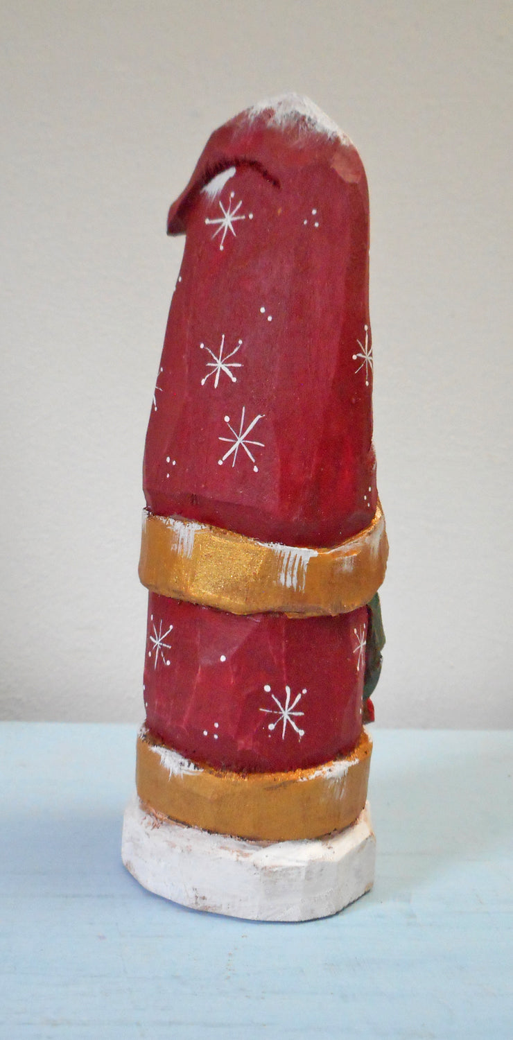 Hand Carved Santa Claus with Wreath