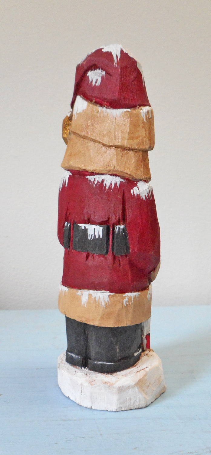 Hand Carved Santa Claus with Barn Quilt