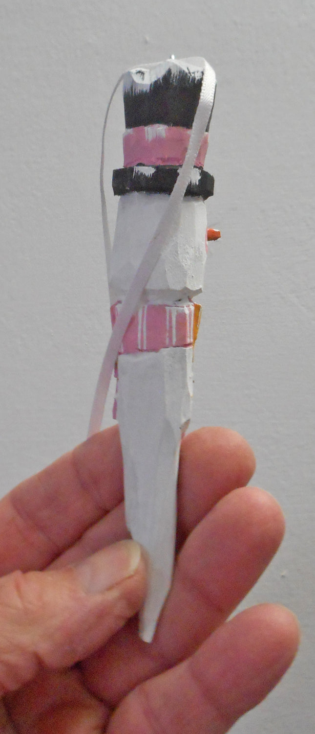 Wood Snowman Folk Art Christmas Ornament