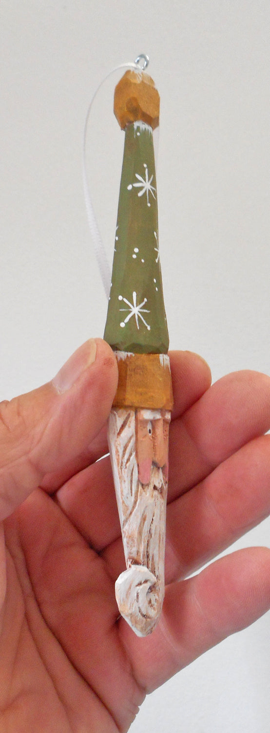 Hand Carved Santa Claus Ornament