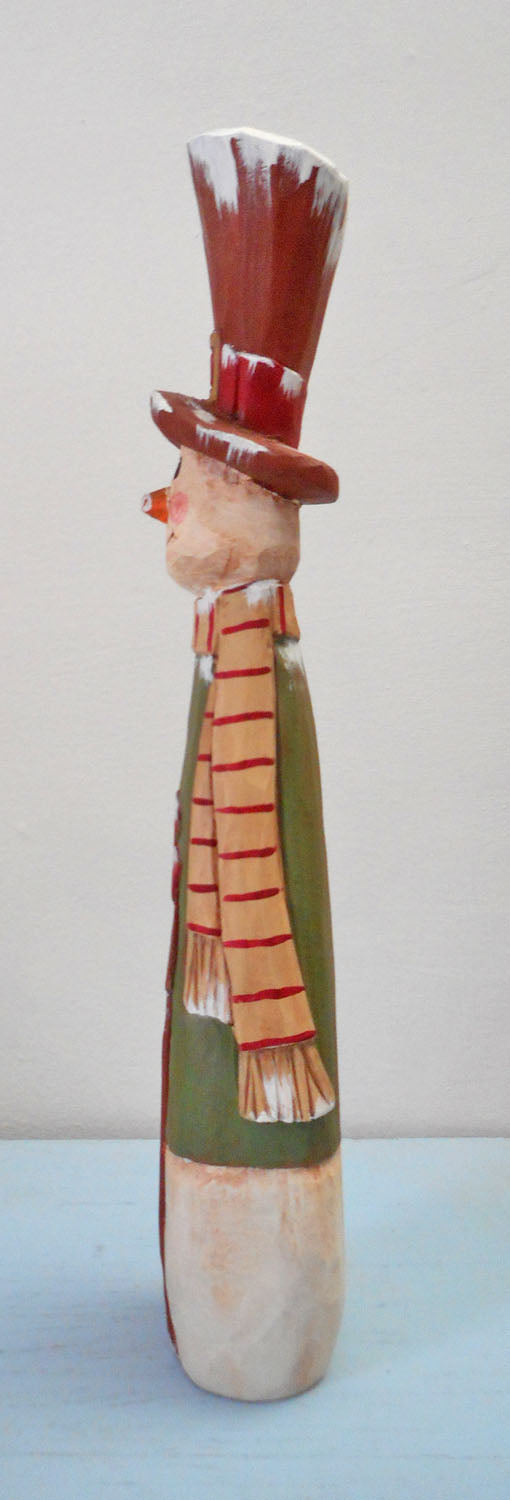 Wooden Folk Art Snowman Decoration
