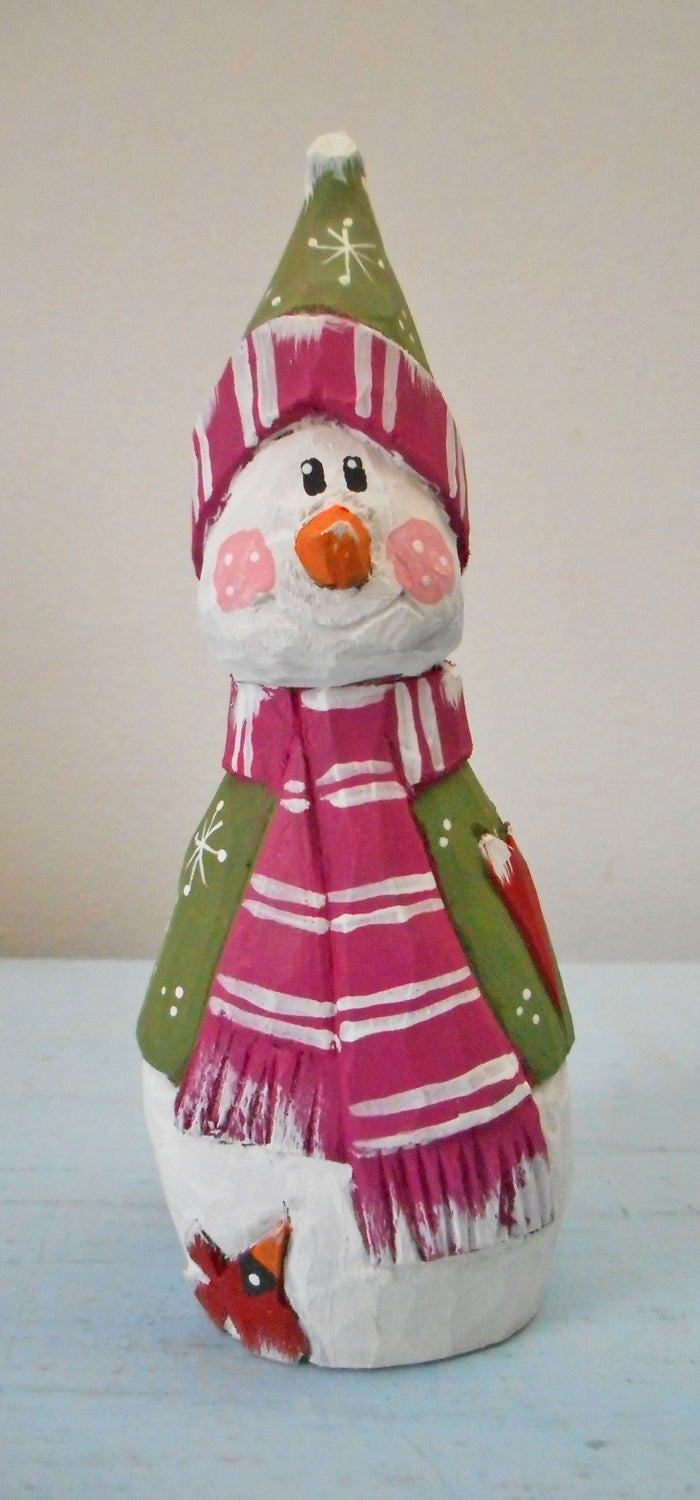 Wooden Snowman with heart decoration