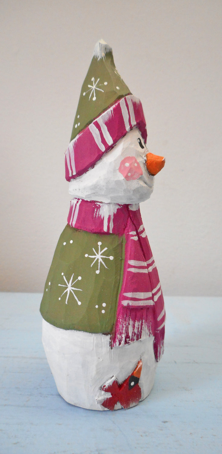Wooden Snowman with heart decoration