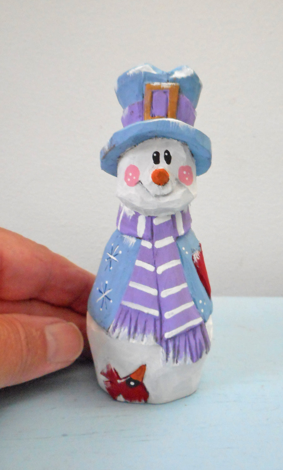 Snowman with Cardinal decoration