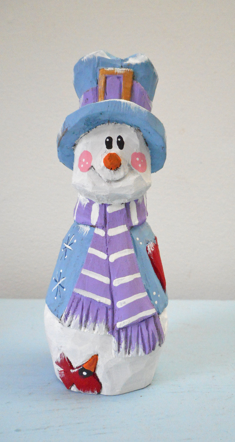 Snowman with Cardinal decoration