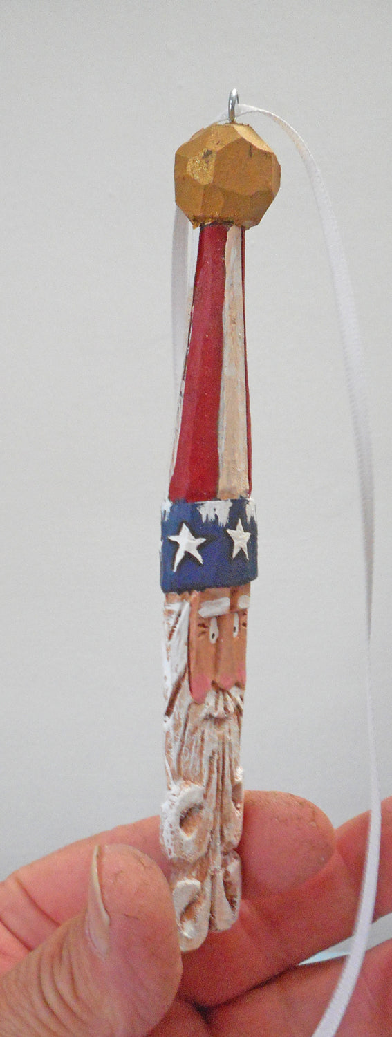 Wood Patriotic Christmas Ornament