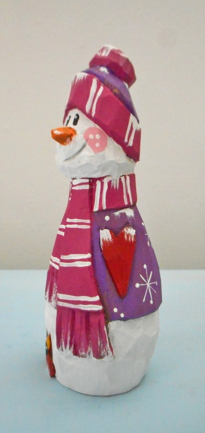 Snowman with Cardinal decoration