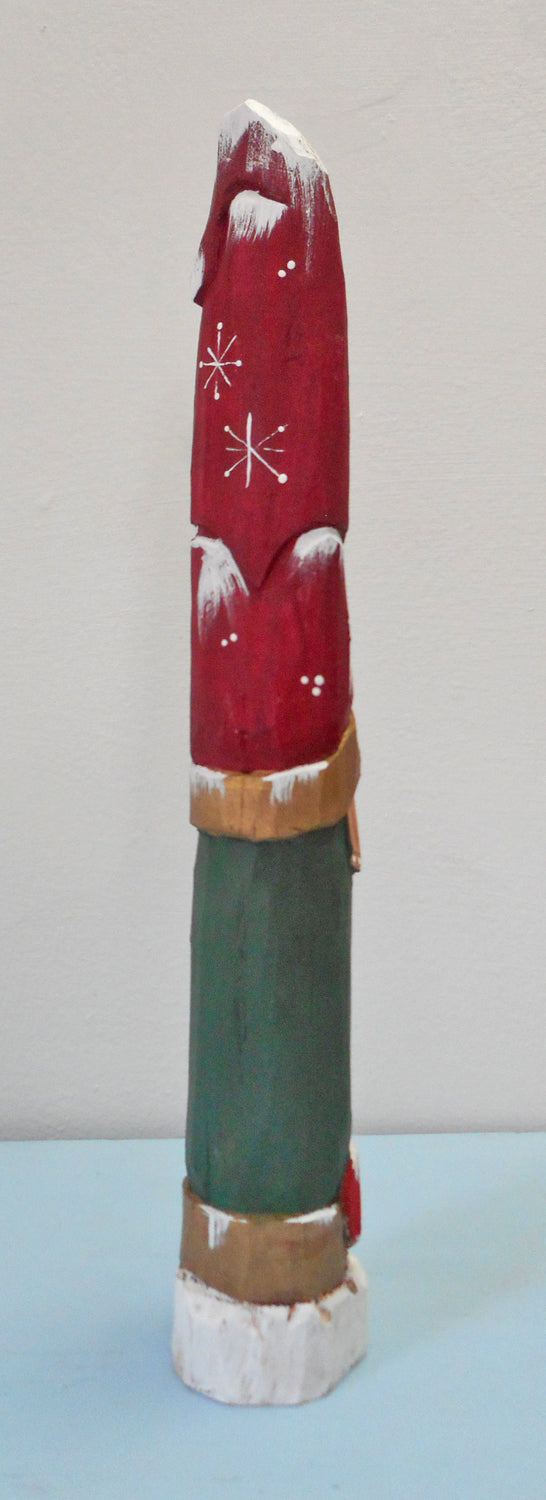 Pencil Santa Claus with Stocking Wood Carving