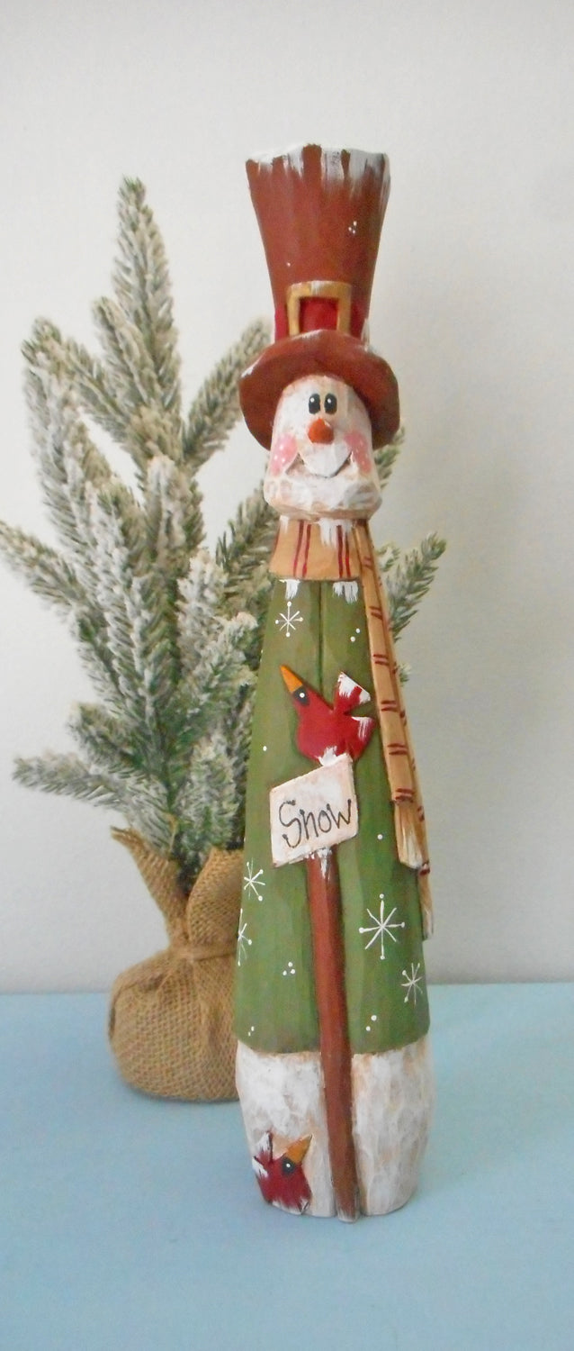 Wooden Folk Art Snowman Decoration