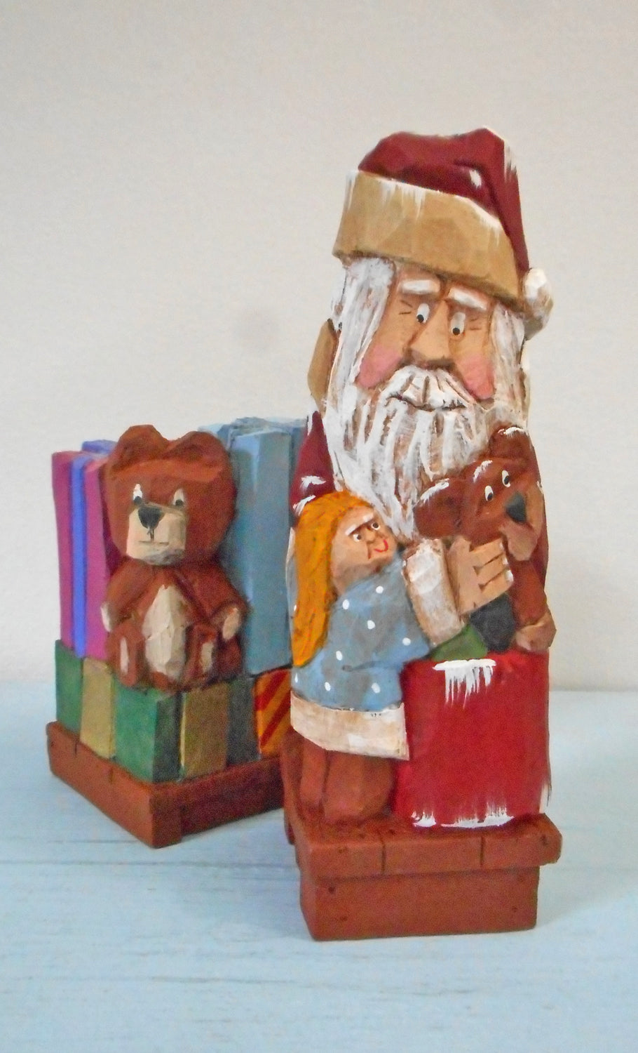 Wood Santa Claus with Bear