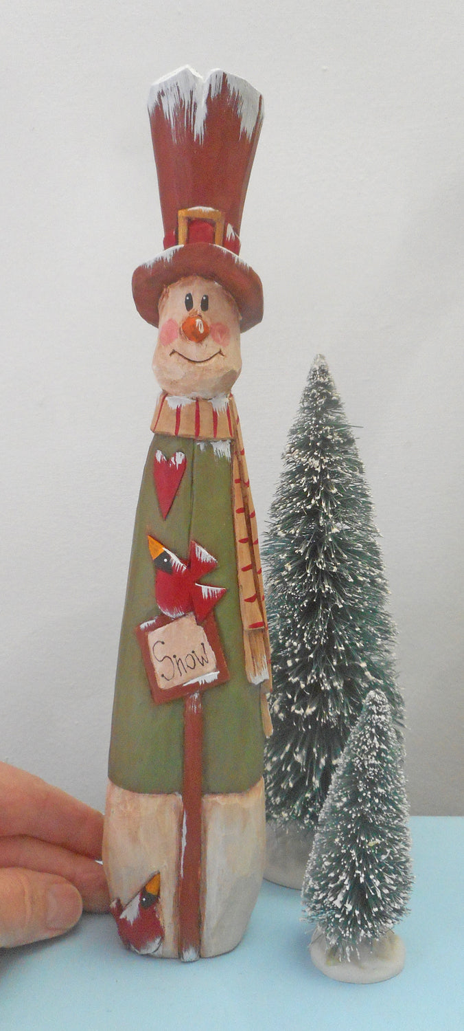 Wooden Folk Art Snowman Decoration