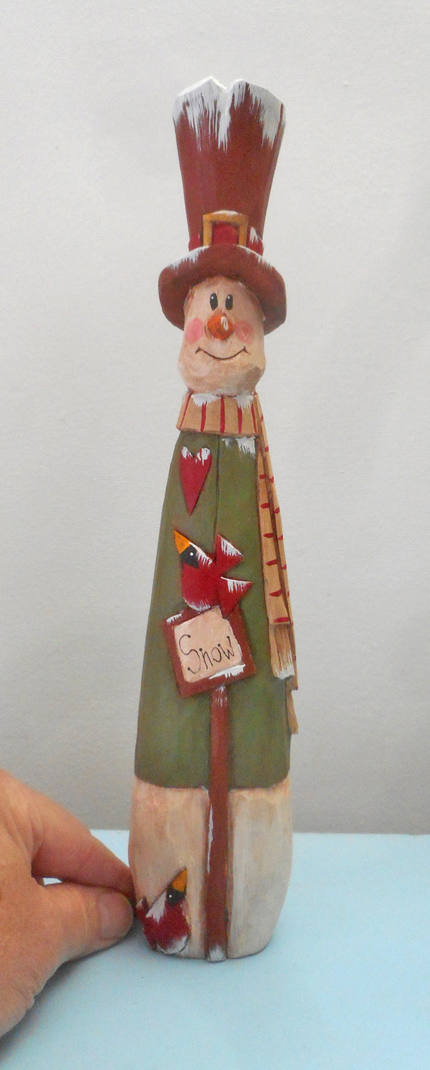 Wooden Folk Art Snowman Decoration