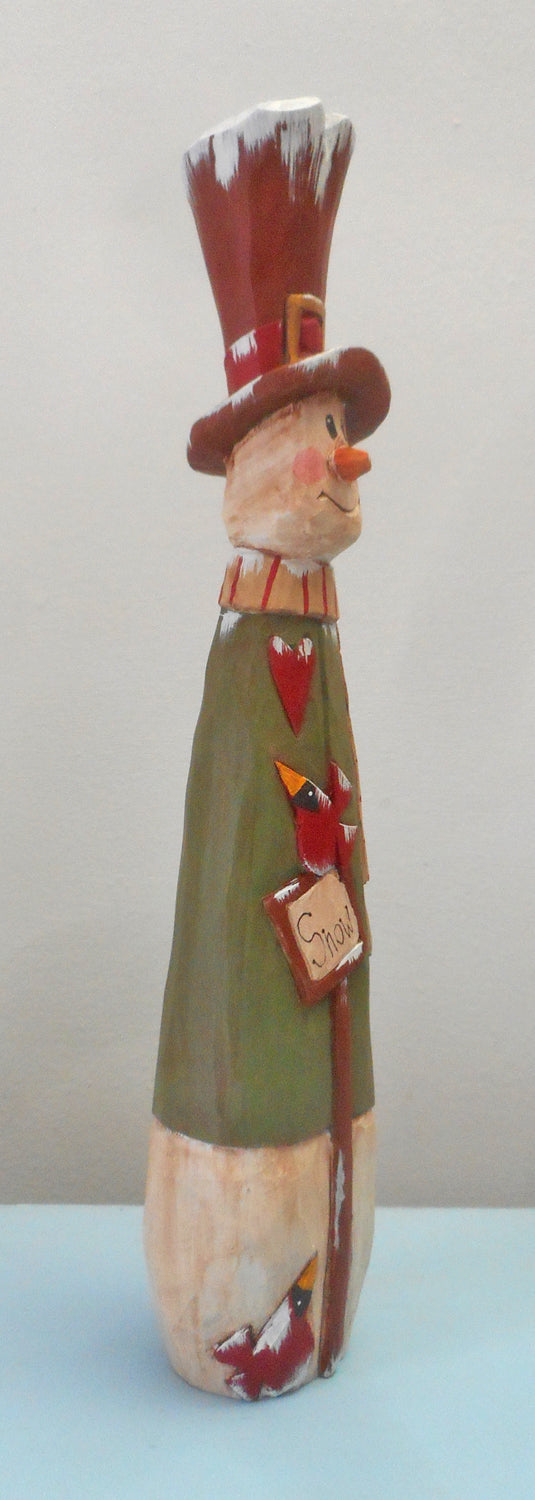 Wooden Folk Art Snowman Decoration