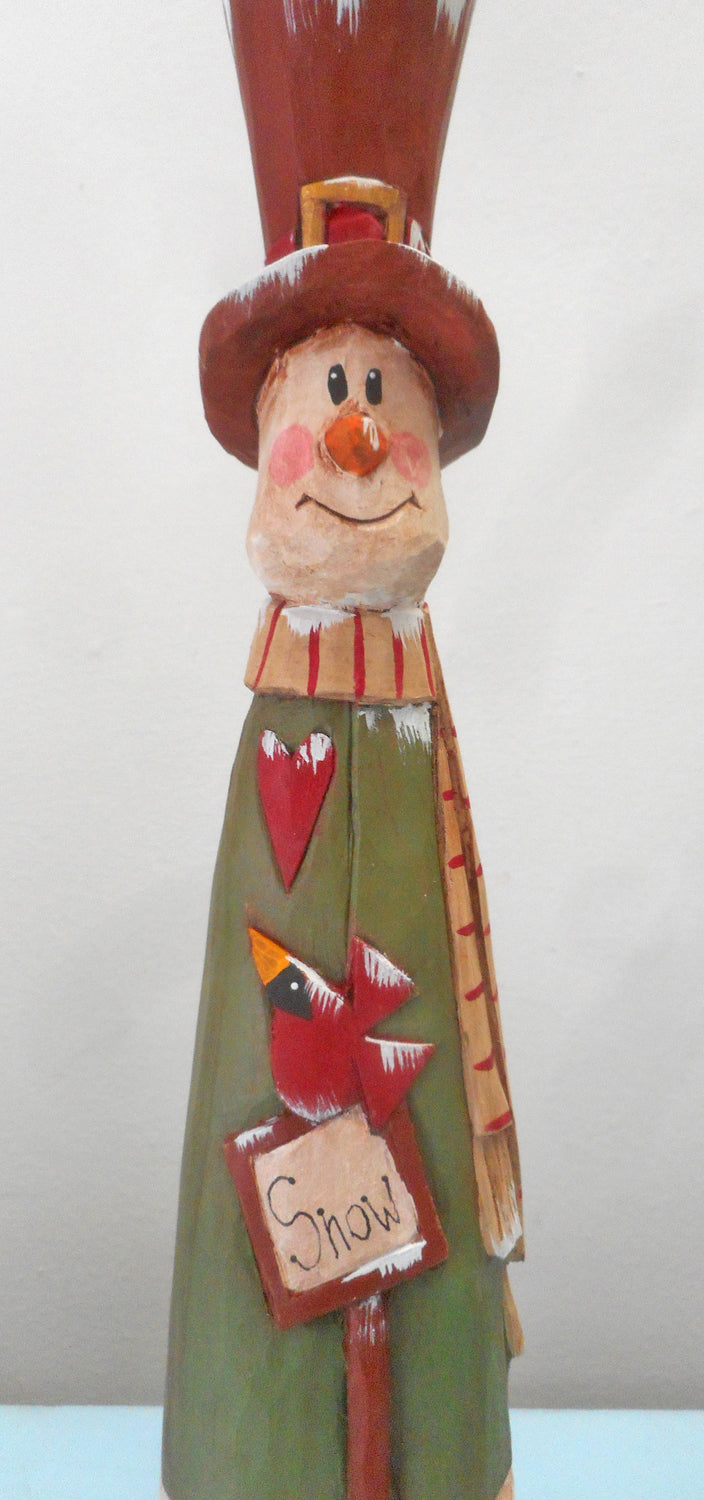 Wooden Folk Art Snowman Decoration