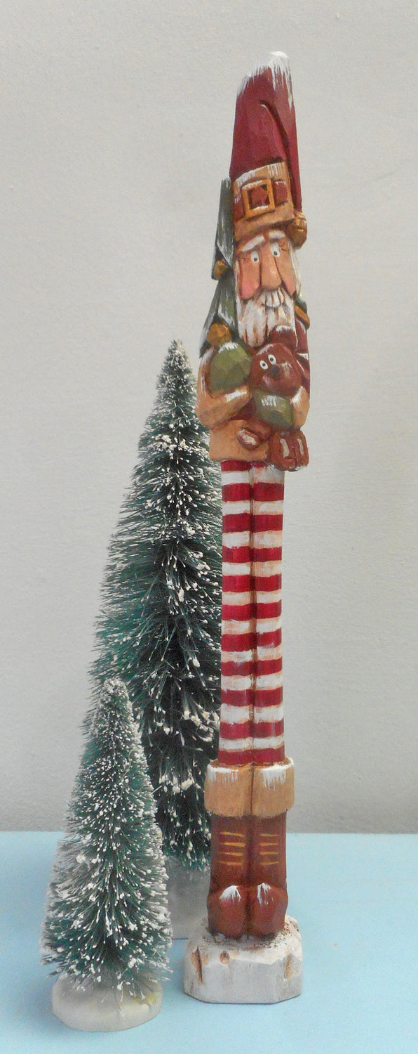 Whimsical Long Leg Pencil Santa Claus Figures