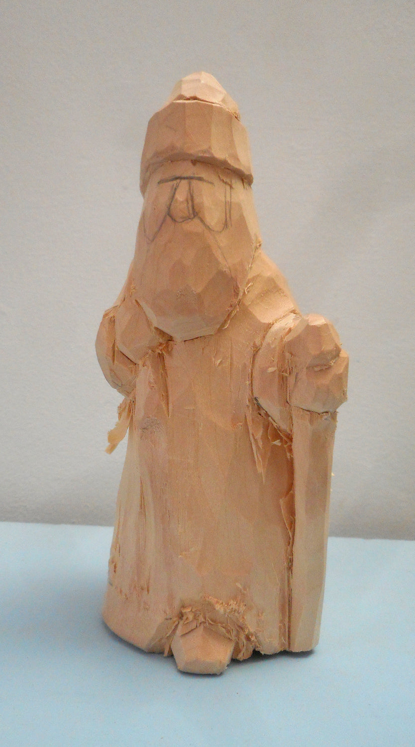 Robe Santa Claus with Christmas sack woodcarving