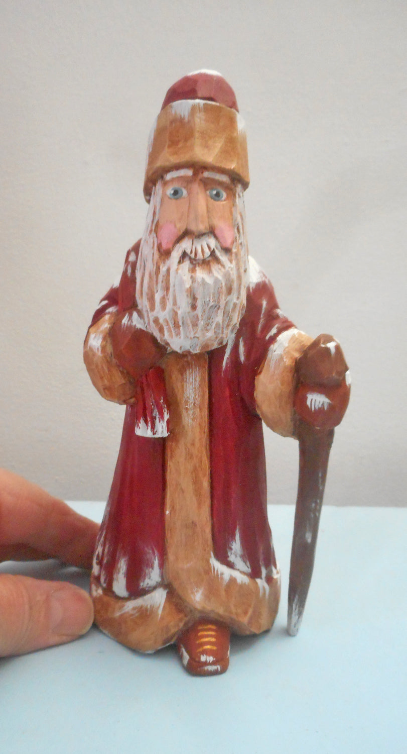 Robe Santa Claus with Christmas sack woodcarving