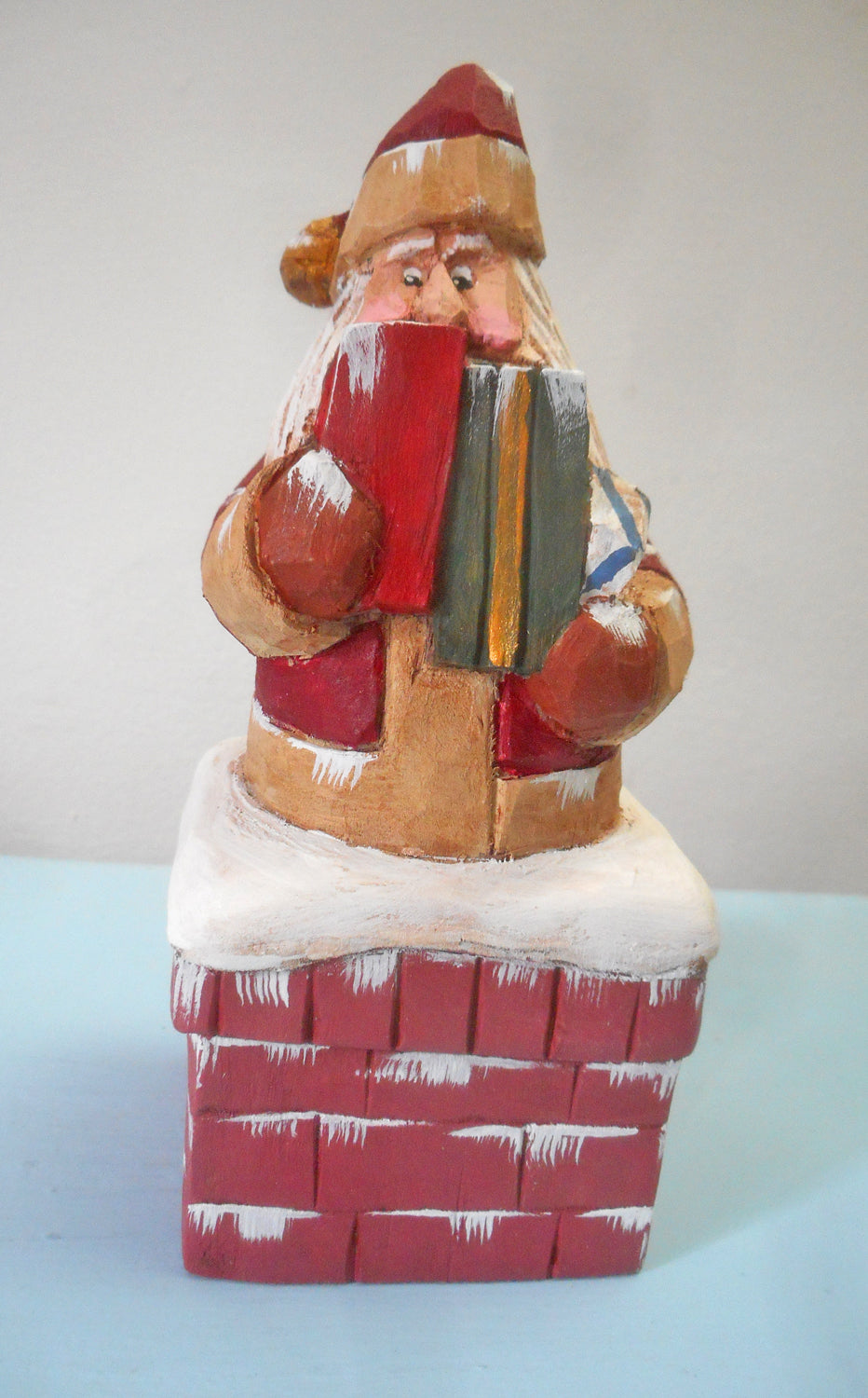 Chimney Santa Claus Wood Carving