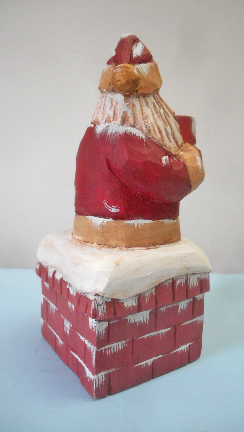 Chimney Santa Claus Wood Carving