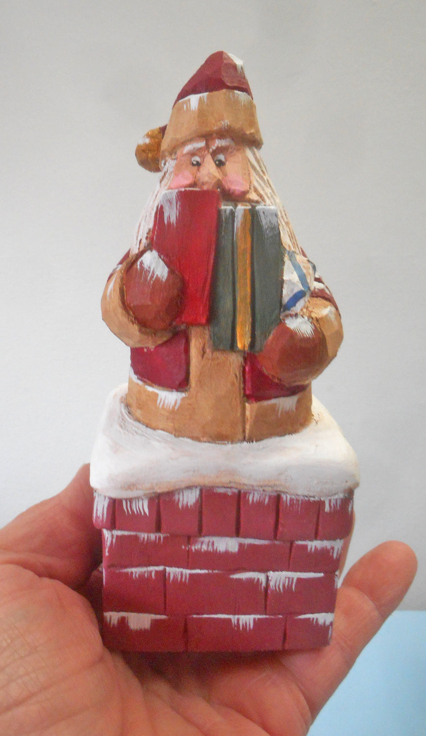 Chimney Santa Claus Wood Carving