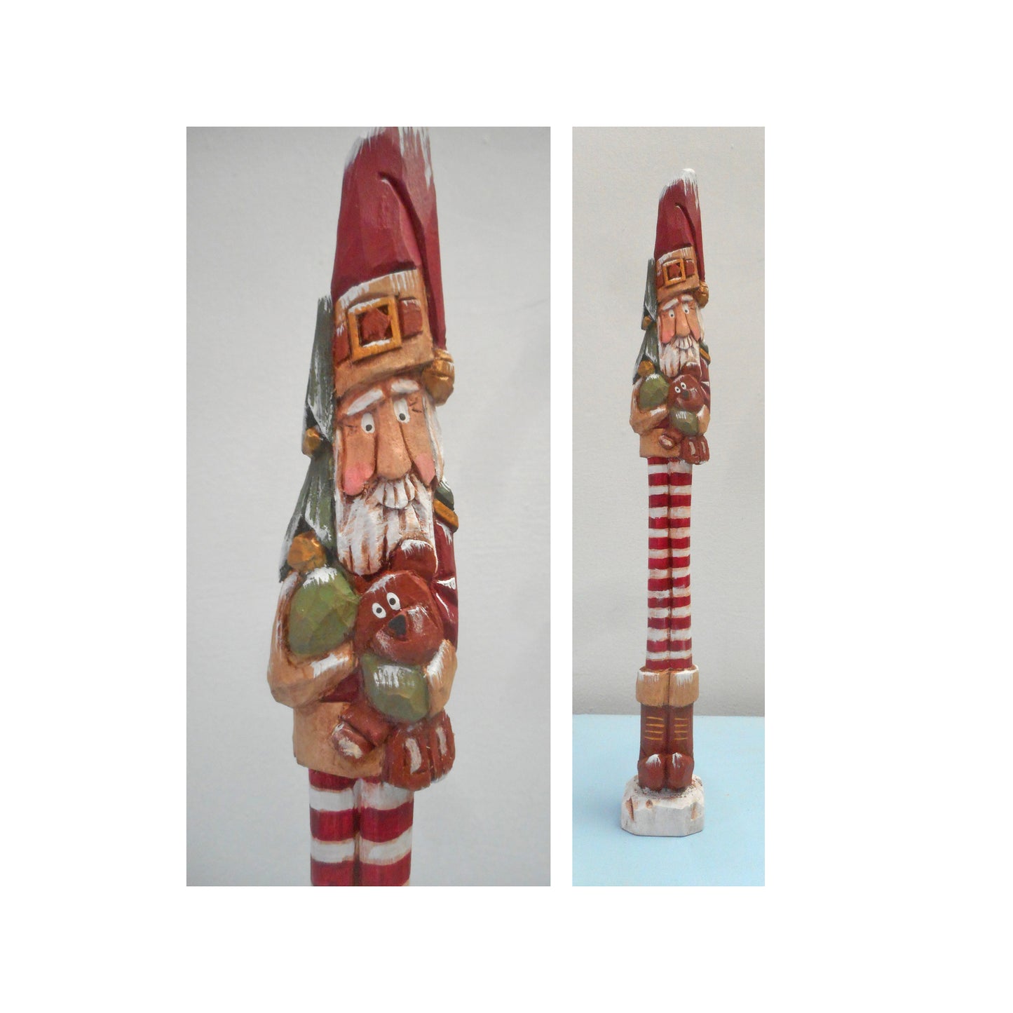 Whimsical Long Leg Pencil Santa Claus Figures