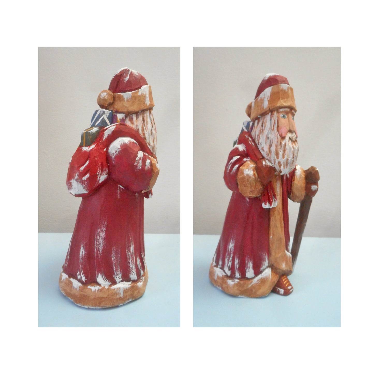 Robe Santa Claus with Christmas sack woodcarving