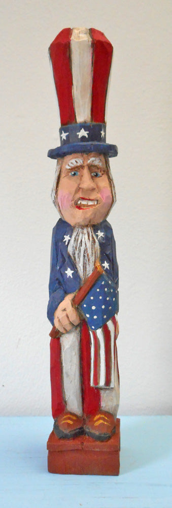 Patriotic Uncle Sam Woodcarving