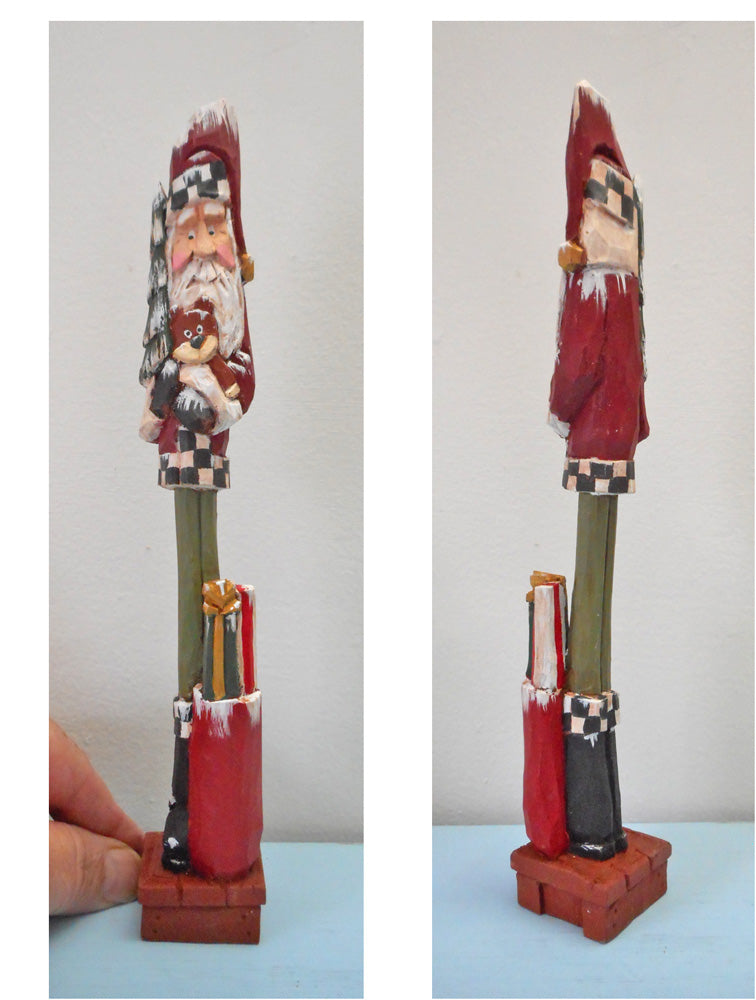 Long Legs Pencil Santa Claus Woodcarving