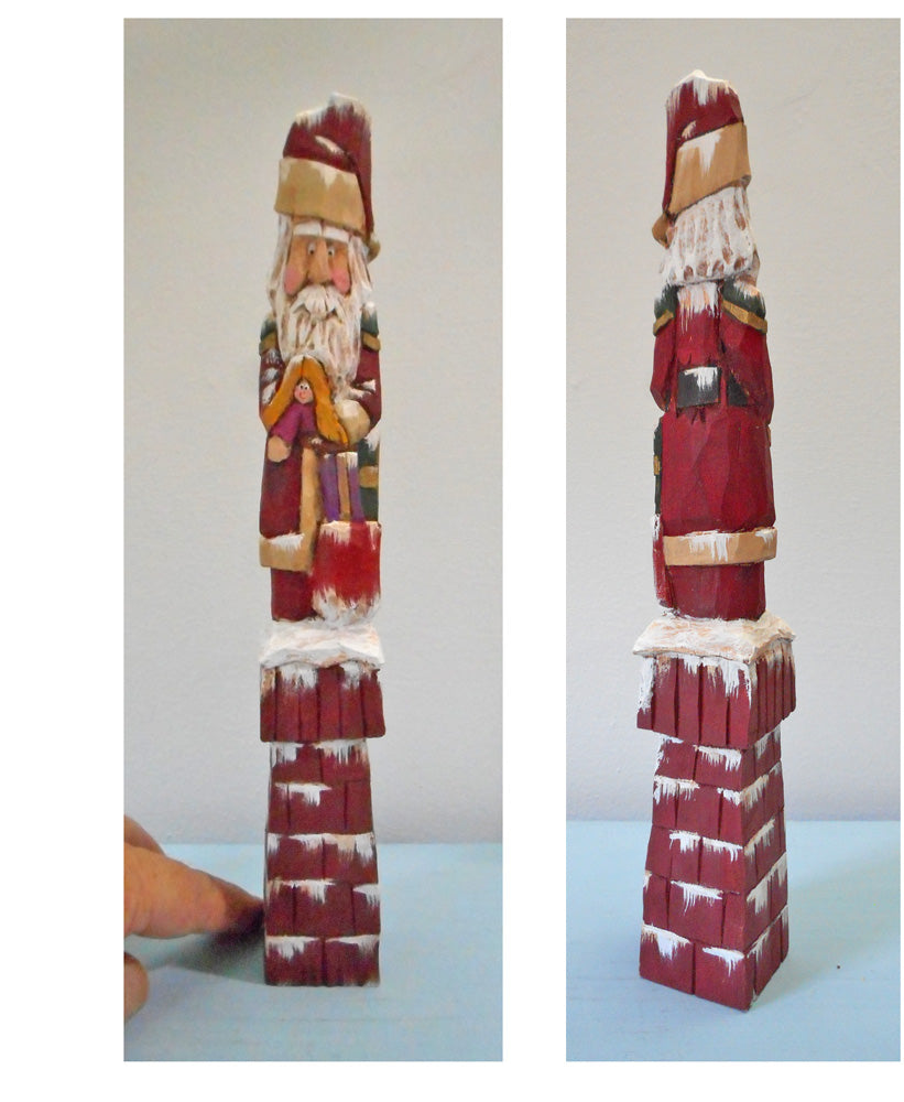 Pencil Santa Claus Woodcarving with Doll