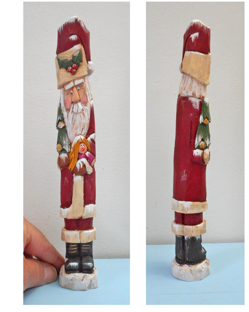 Santa Claus Woodcarving with Tree