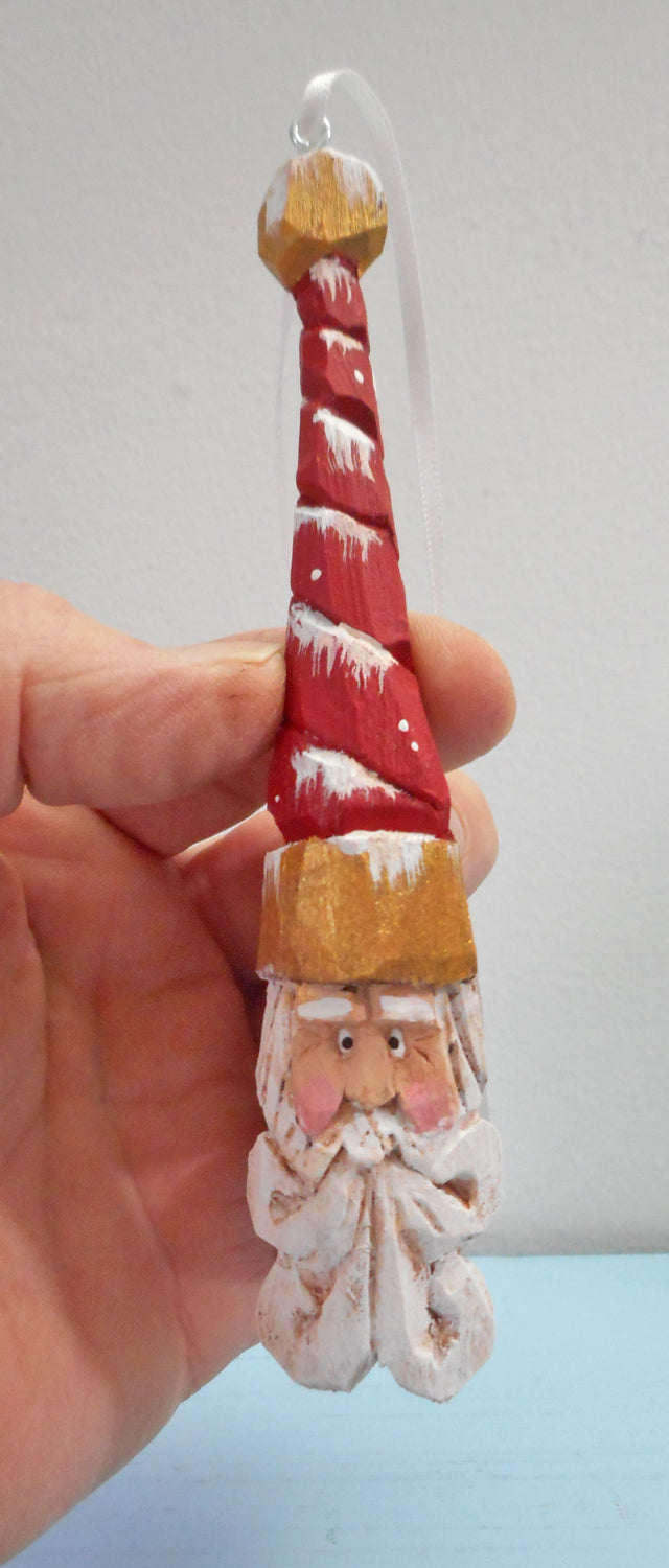 Hand Carved Santa Claus Ornament