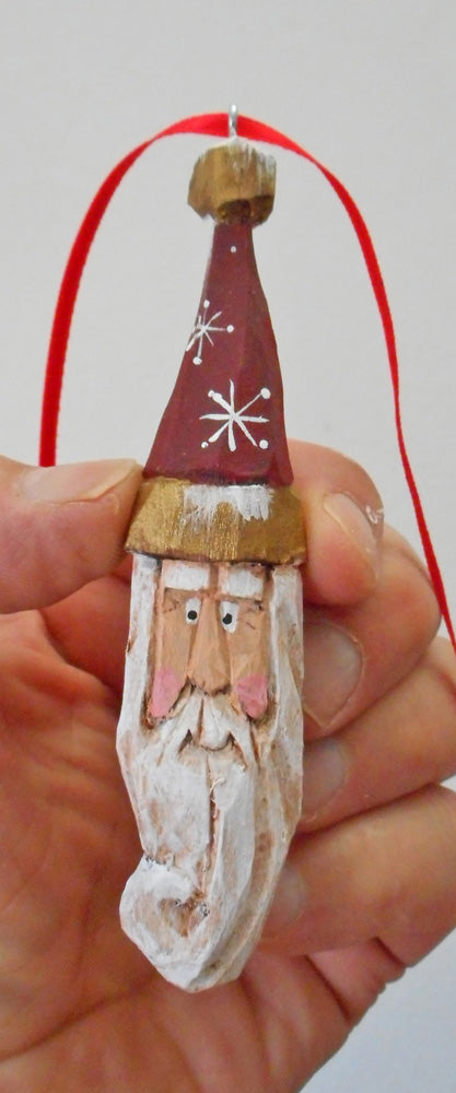 Hand carved Santa Christmas ornament