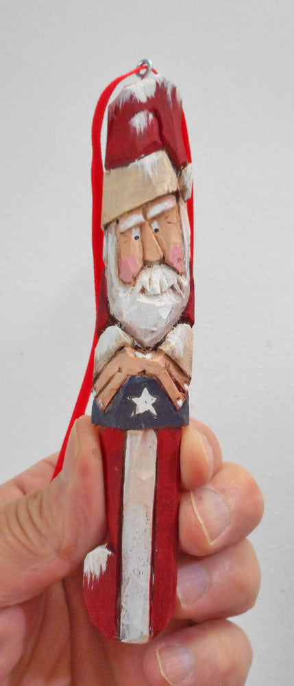 Patriotic Stocking Santa Claus Ornaments