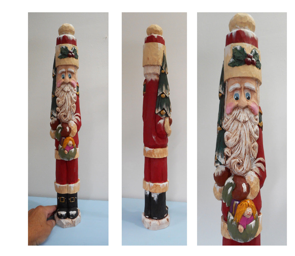 Wood Hand Carved Santa Claus
