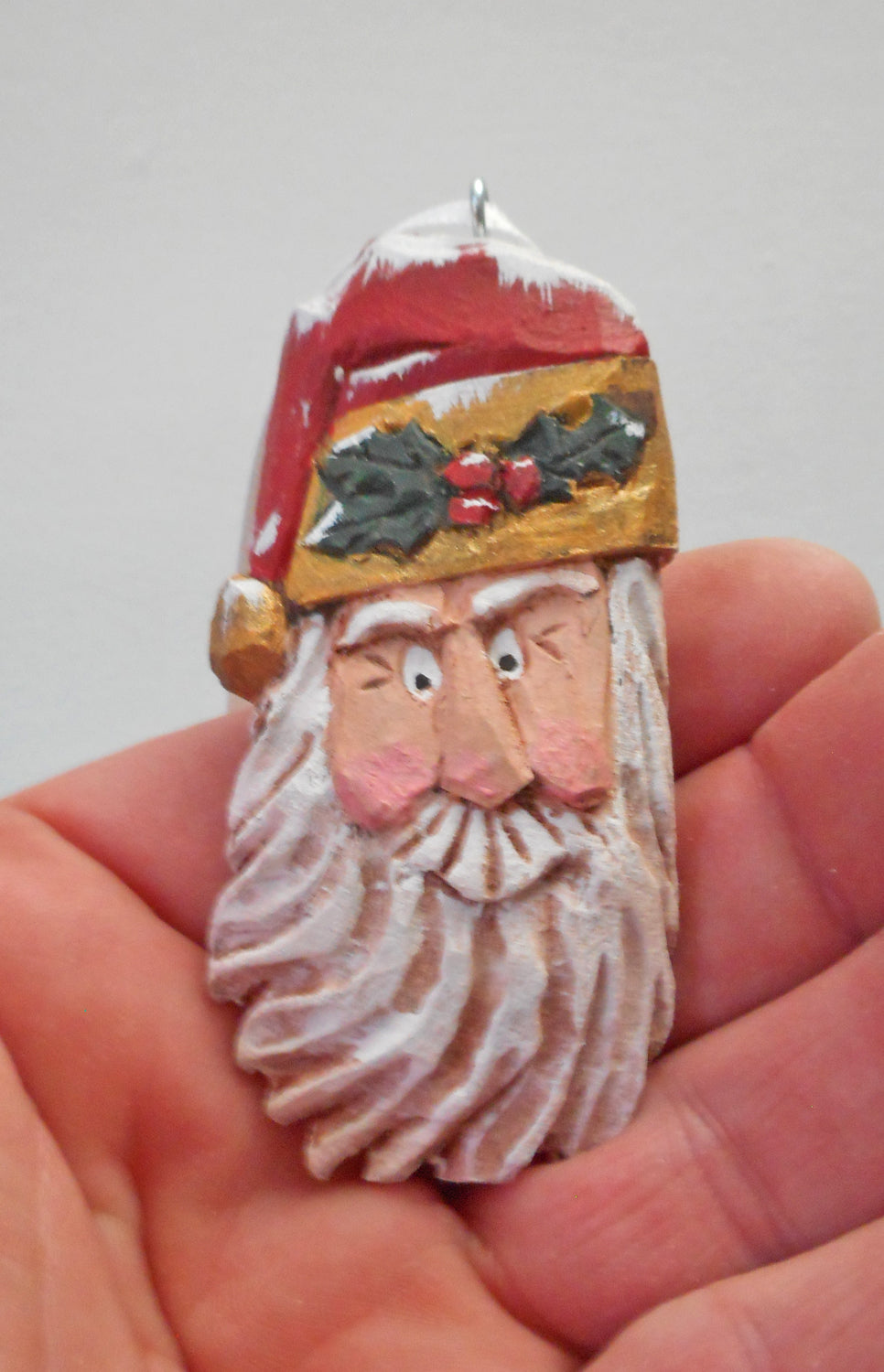 Wooden Santa Claus Face Ornament
