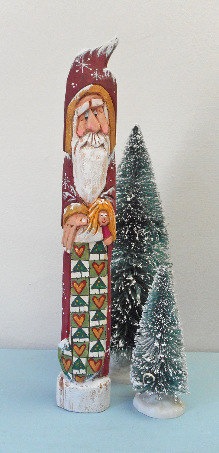 Wooden Pencil Santa Claus with Stocking