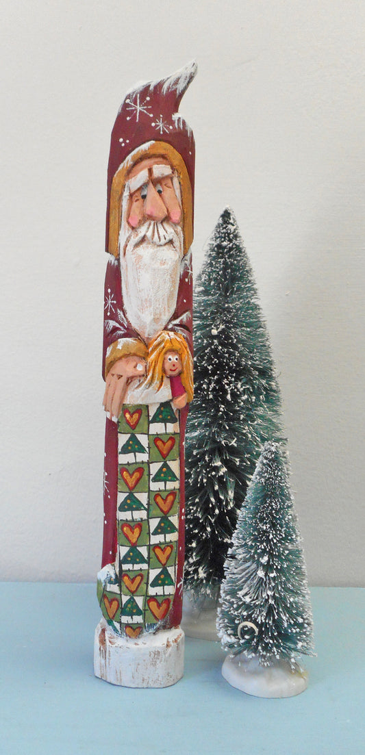 Wooden Pencil Santa Claus with Stocking