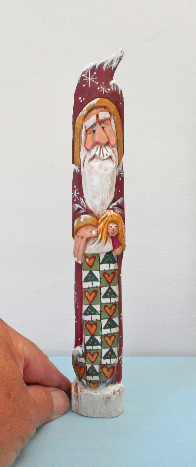 Wooden Pencil Santa Claus with Stocking