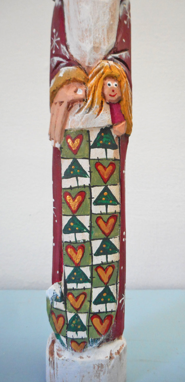 Wooden Pencil Santa Claus with Stocking