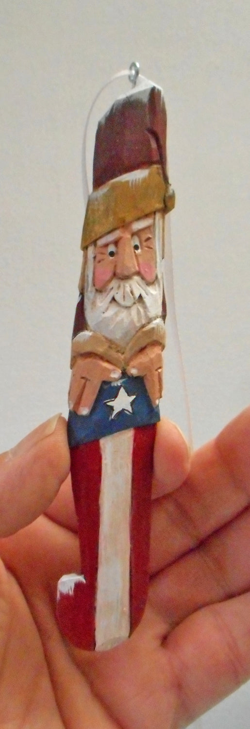 Patriotic Stocking Santa Claus Ornaments