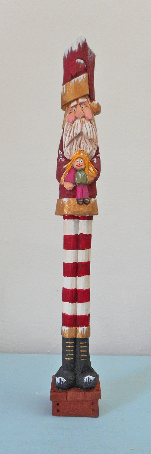 Whimsical Long Leg Pencil Santa Claus Figures